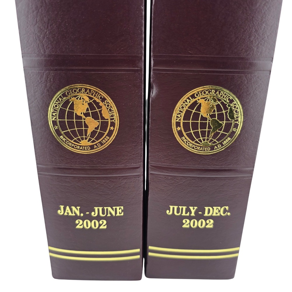 National Geographic Magazine Slipcase Set 2002 Burgundy Good Gold Embossed Logo